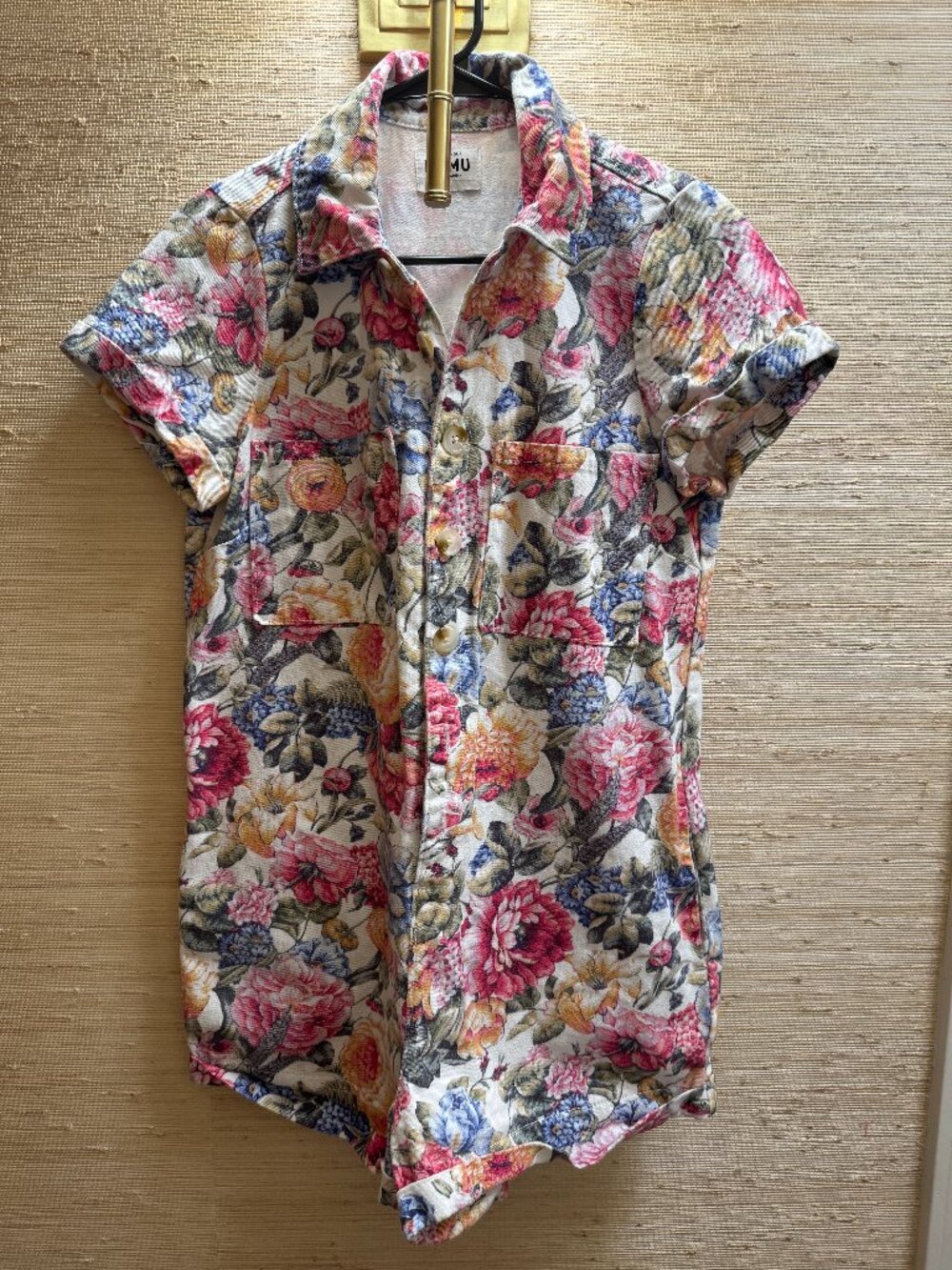 Show Me Your Mumu Floral Button Front Romper Size Small Utility Pocket - Picture 2 of 6